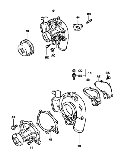 POMPA WODY, REPERATURKA TOYOTA 7,8 FG SILNIK 4Y 16110-78156-71