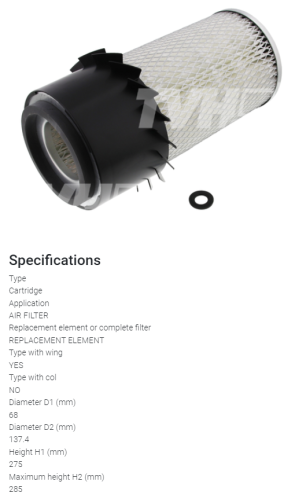 FILTR POWIETRZA TOYOTA 5FG/FD TYP A