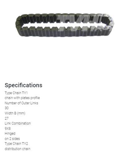 ŁAŃCUCH NAPĘDU POMPY HYDRAULICZNEJ TOYOTA 5K 4Y SZEROKI 27 MM