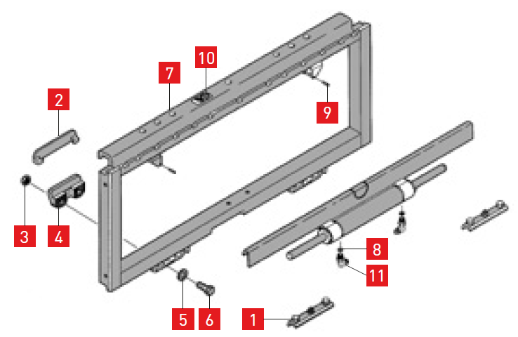 ŚLIZGI PRZESUWU BOCZNEGO CASCADE 55F KOMPLET