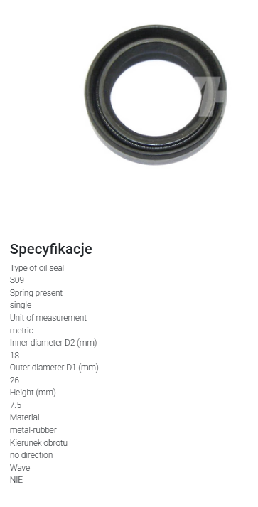 USZCZELNIENIE WODZIKA SKRZYNI BIEGÓW TOYOTA FG/FD 18x26x7,5