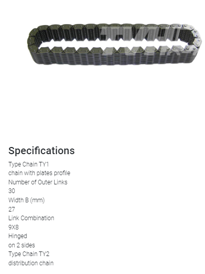 ŁAŃCUCH NAPĘDU POMPY HYDRAULICZNEJ TOYOTA 5K 4Y SZEROKI 27 MM