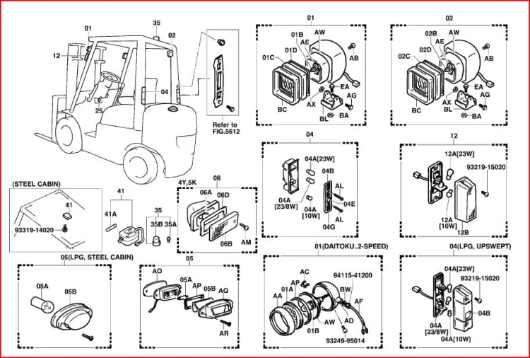 LAMPA HALOGENOWA PRZEDNIA TOYOTA 5FG 6FG 56510-23600-71